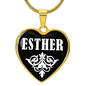 Esther v01w - 18k Gold Finished Heart Pendant Luxury Necklace