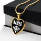Aimee v03 - 18k Gold Finished Heart Pendant Luxury Necklace
