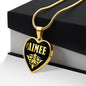 Aimee v02 - 18k Gold Finished Heart Pendant Luxury Necklace