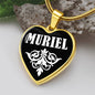 Muriel v01w - 18k Gold Finished Heart Pendant Luxury Necklace