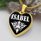 Isabel v01w - 18k Gold Finished Heart Pendant Luxury Necklace