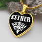 Esther v01w - 18k Gold Finished Heart Pendant Luxury Necklace