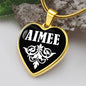 Aimee v03 - 18k Gold Finished Heart Pendant Luxury Necklace