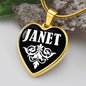 Janet v01w - 18k Gold Finished Heart Pendant Luxury Necklace