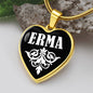 Erma v01w - 18k Gold Finished Heart Pendant Luxury Necklace
