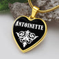 Antoinette v01w - 18k Gold Finished Heart Pendant Luxury Necklace