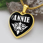 Annie v01w - 18k Gold Finished Heart Pendant Luxury Necklace