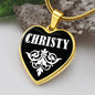 Christy v01w - 18k Gold Finished Heart Pendant Luxury Necklace