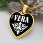 Vera v01w - 18k Gold Finished Heart Pendant Luxury Necklace