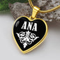 Ana v01w - 18k Gold Finished Heart Pendant Luxury Necklace
