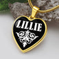 Lillie v01w - 18k Gold Finished Heart Pendant Luxury Necklace