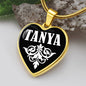 Tanya v01w - 18k Gold Finished Heart Pendant Luxury Necklace