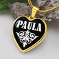 Paula v01w - 18k Gold Finished Heart Pendant Luxury Necklace