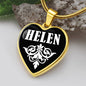 Helen v01w - 18k Gold Finished Heart Pendant Luxury Necklace