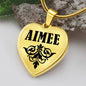 Aimee v01 - 18k Gold Finished Heart Pendant Luxury Necklace