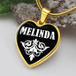 Melinda v01w - 18k Gold Finished Heart Pendant Luxury Necklace