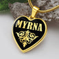 Myrna v02 - 18k Gold Finished Heart Pendant Luxury Necklace