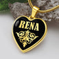 Rena v02 - 18k Gold Finished Heart Pendant Luxury Necklace