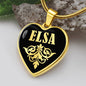 Elsa v02 - 18k Gold Finished Heart Pendant Luxury Necklace