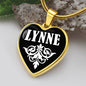 Lynne v01w - 18k Gold Finished Heart Pendant Luxury Necklace