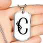Initial C v001-24 - Luxury Dog Tag Necklace