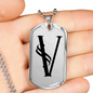 Initial V v001-21 - Luxury Dog Tag Necklace