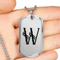 Initial W v001-21 - Luxury Dog Tag Necklace