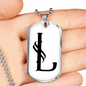 Initial L v001-24 - Luxury Dog Tag Necklace