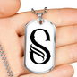 Initial S v001-24 - Luxury Dog Tag Necklace