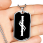 Initial I v001-23 - Luxury Dog Tag Necklace