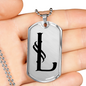 Initial L v001-21 - Luxury Dog Tag Necklace