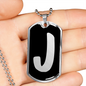 Initial J v2b - Luxury Dog Tag Necklace