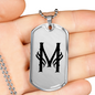 Initial M v001-21 - Luxury Dog Tag Necklace
