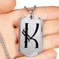 Initial K v001-21 - Luxury Dog Tag Necklace