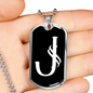 Initial J v001-23 - Luxury Dog Tag Necklace