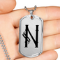 Initial N v001-21 - Luxury Dog Tag Necklace