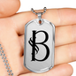 Initial B v001-21 - Luxury Dog Tag Necklace
