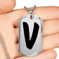 Initial V v1b - Luxury Dog Tag Necklace
