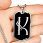 Initial K v001-22 - Luxury Dog Tag Necklace