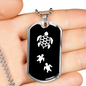 Mama Turtle With 2 Hatchlings v3 - Luxury Dog Tag Necklace