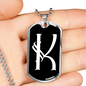 Initial K v001-23 - Luxury Dog Tag Necklace