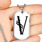 Initial V v001-24 - Luxury Dog Tag Necklace