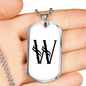 Initial W v001-24 - Luxury Dog Tag Necklace