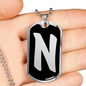 Initial N v2b - Luxury Dog Tag Necklace
