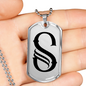 Initial S v001-21 - Luxury Dog Tag Necklace