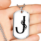 Initial J v001-24 - Luxury Dog Tag Necklace