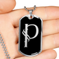 Initial P v001-22 - Luxury Dog Tag Necklace