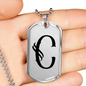Initial C v001-21 - Luxury Dog Tag Necklace