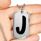 Initial J v1b - Luxury Dog Tag Necklace