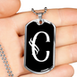 Initial C v001-23 - Luxury Dog Tag Necklace
